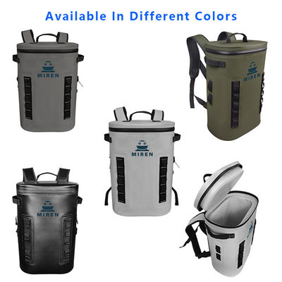 Isolasi Ice Soft Cooler Backpack Warna Abu-abu Muda Untuk Berkemah Di Luar Ruangan ODM